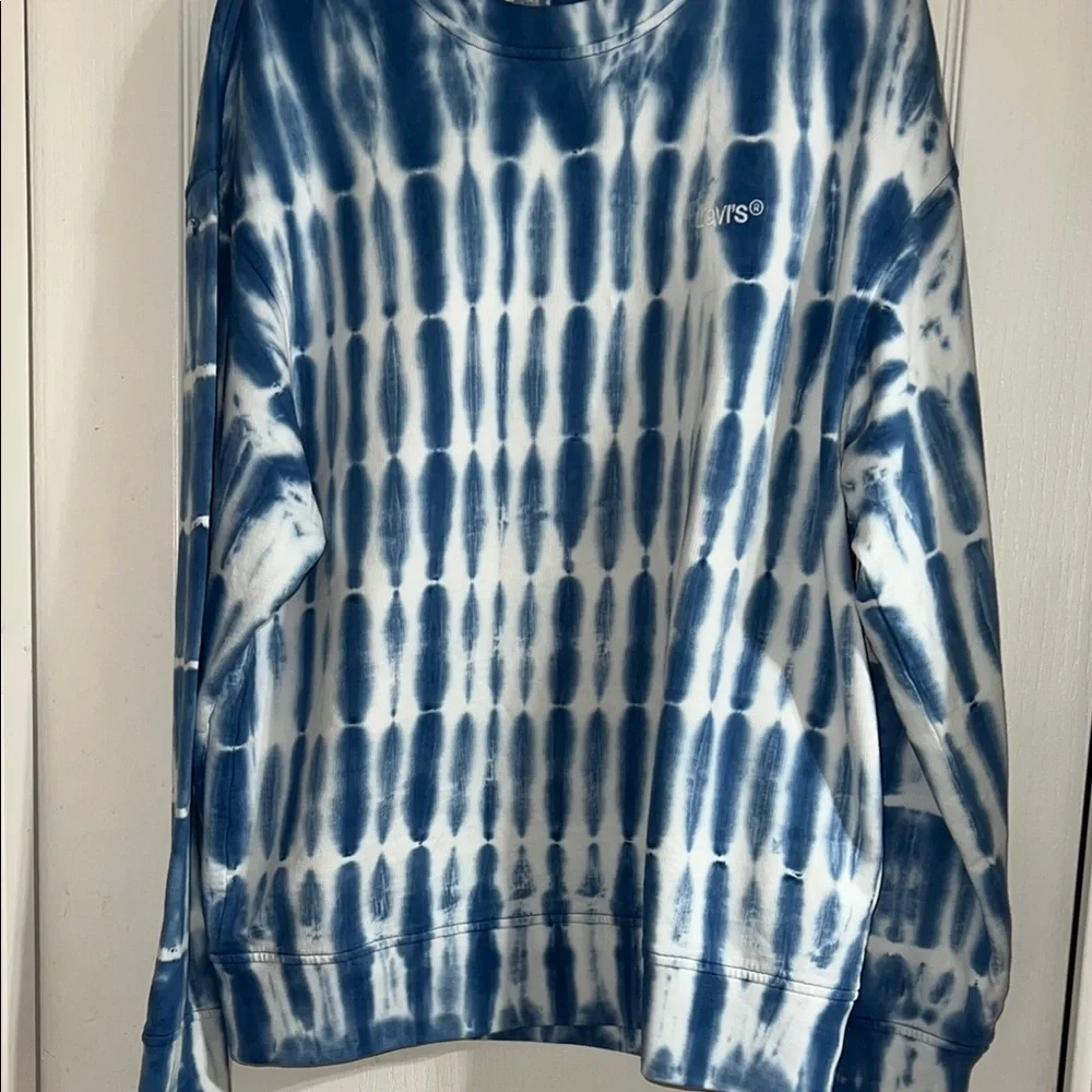Levi's Men’s Blue and White Tie-Dye‎ Long Sleeve Shirt Size M